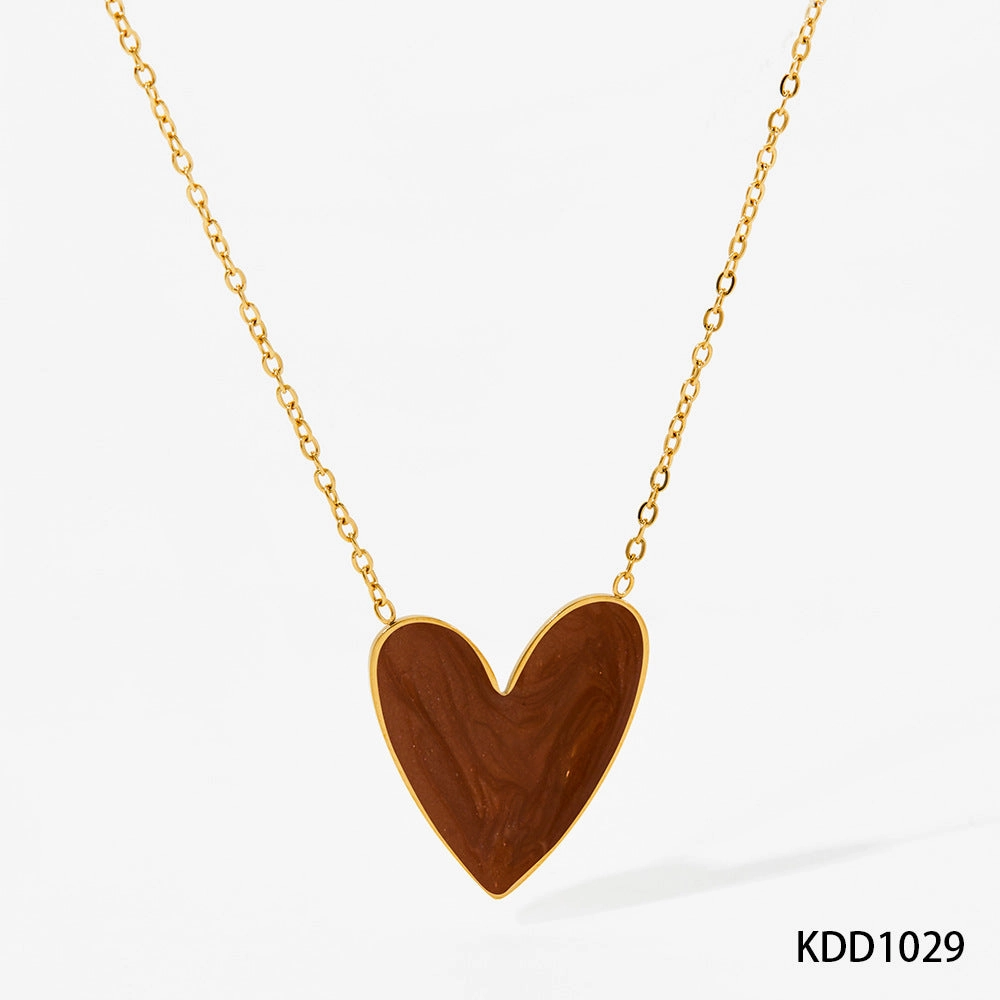 Wholesale Love Enamel Stainless Steel Pendant Necklace