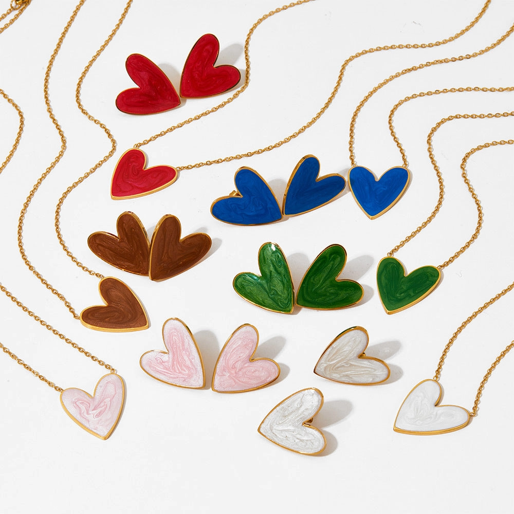 Wholesale Love Enamel Stainless Steel Pendant Necklace