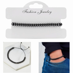 Wholesale Love flat bead black gallstone hand-woven adjustable bracelet