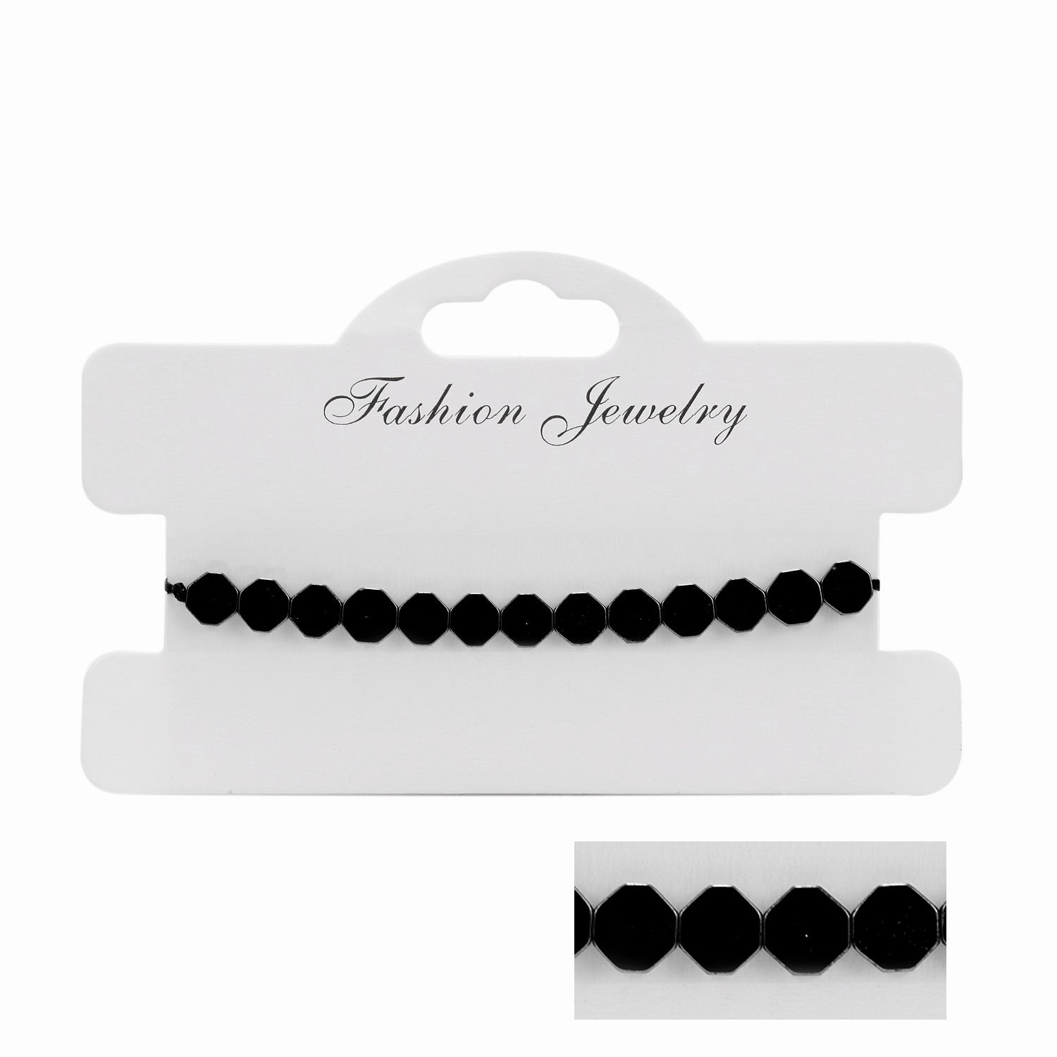 Wholesale Love flat bead black gallstone hand-woven adjustable bracelet