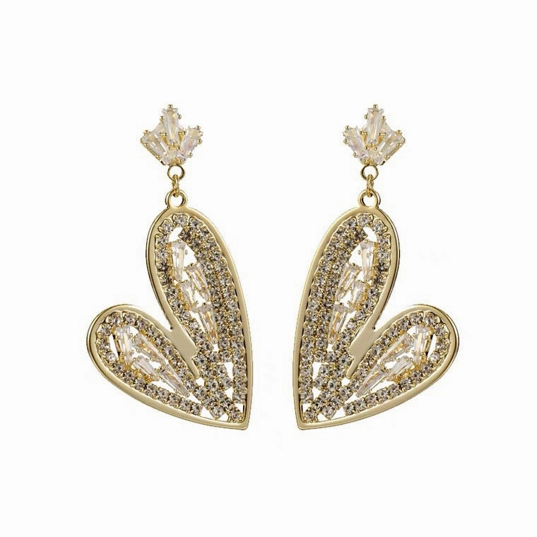 Wholesale Love Full Diamond Crystal Alloy Earrings