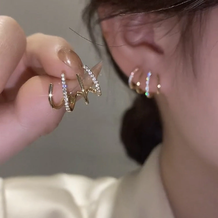 Wholesale Love Full Diamond Crystal Alloy Earrings