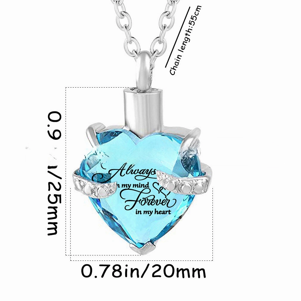 Wholesale Love Glass Bone Ash Commemorative Titanium Steel Necklace