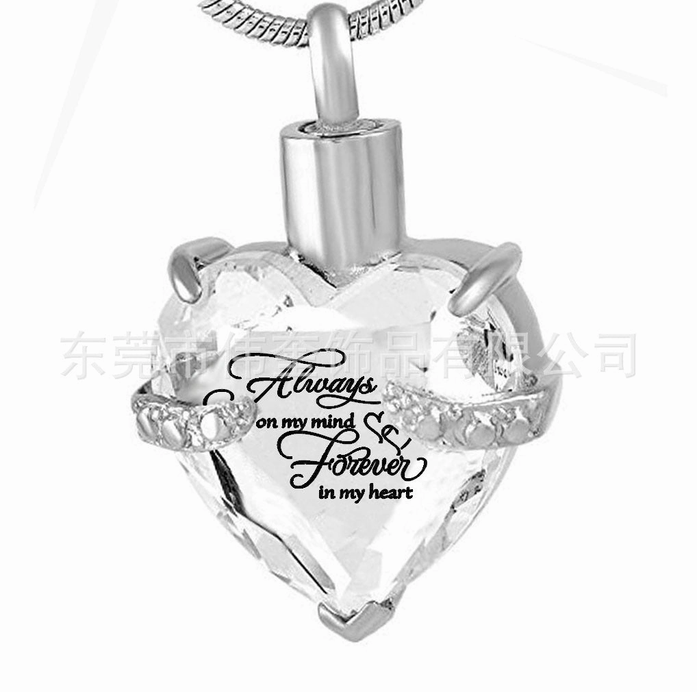 Wholesale Love Glass Bone Ash Commemorative Titanium Steel Necklace