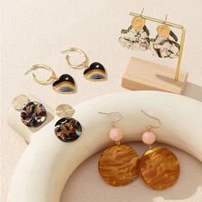 Wholesale Love Heart Acetate Board Earrings