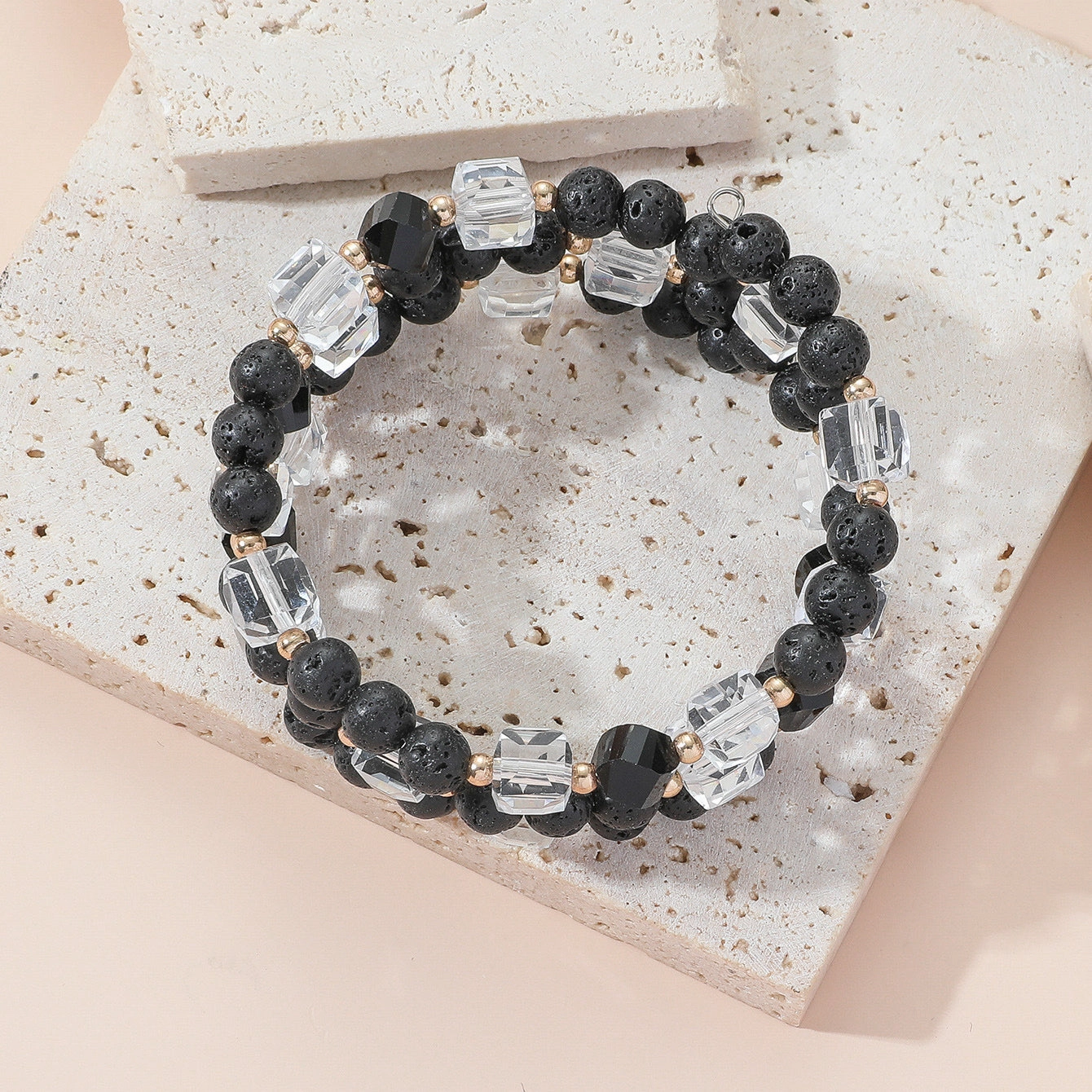 Wholesale Love Heart Brass Tube Beads Multilayer Alloy Bracelet