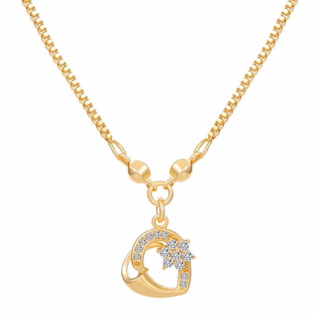 Wholesale Love Heart Vintage Butterfly Tassel Heart Shape Clavicle Alloy Necklaces