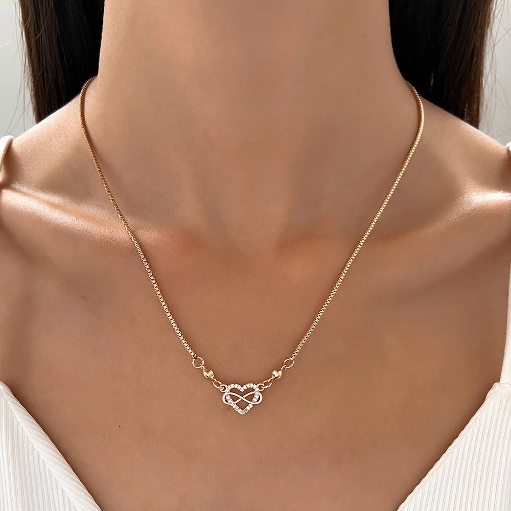 Wholesale Love Heart Vintage Butterfly Tassel Heart Shape Clavicle Alloy Necklaces