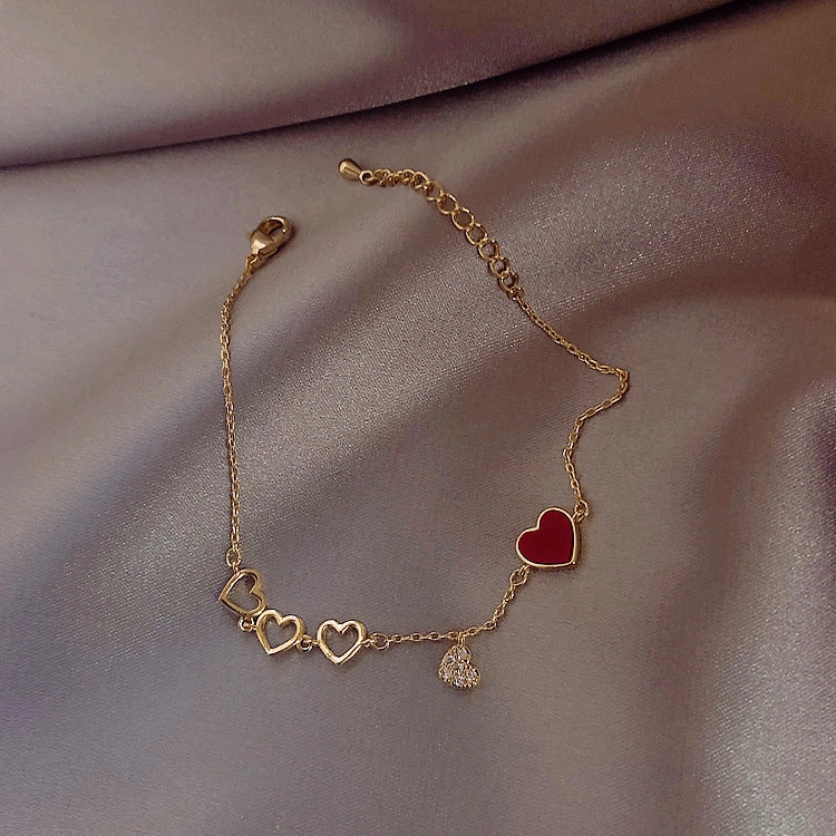 Wholesale Love Heart Vintage Pearl Alloy Bracelet