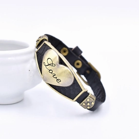 Wholesale Love Letter Style Alloy Leather Bracelet