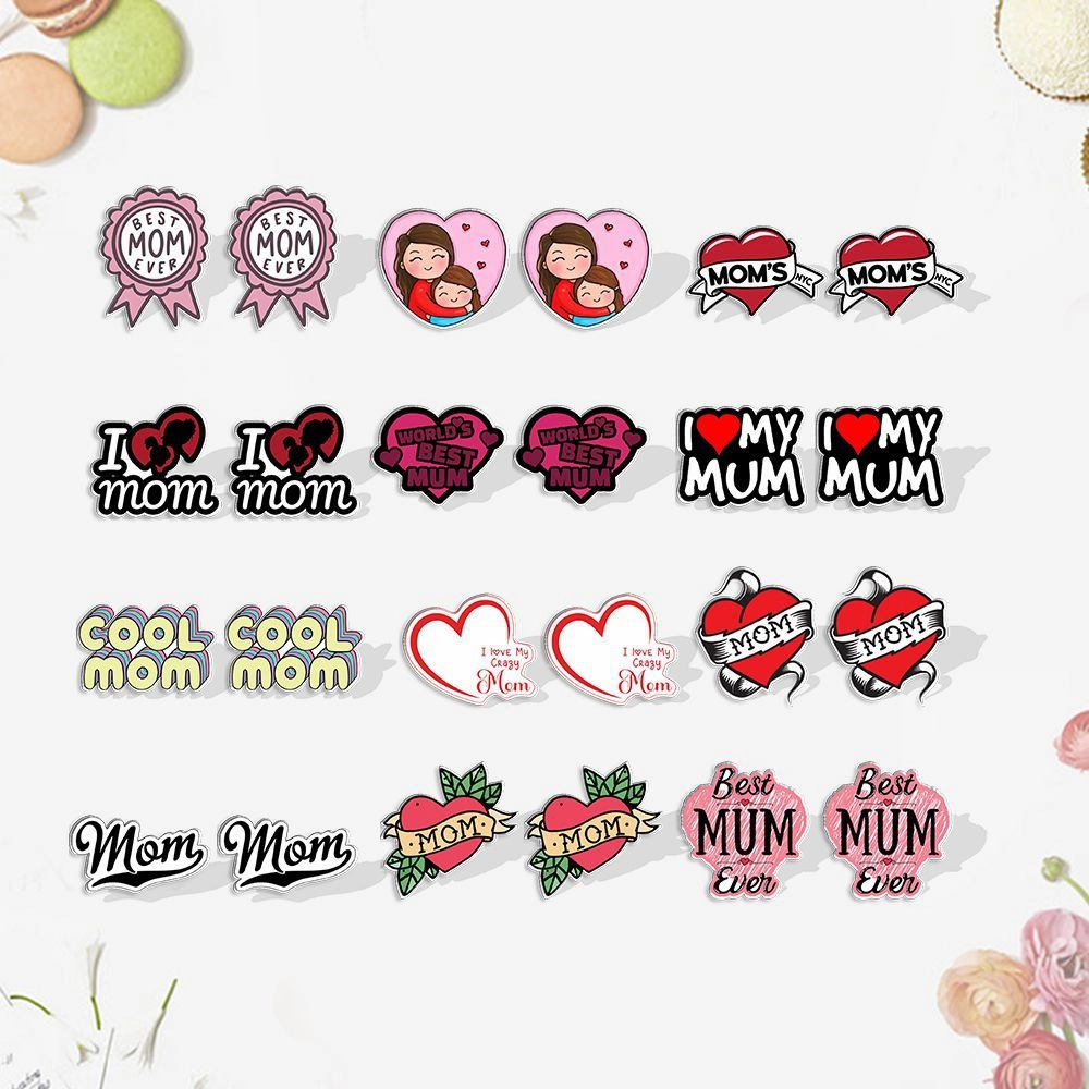 Wholesale LOVE MUM Stud Earrings Acrylic Earrings