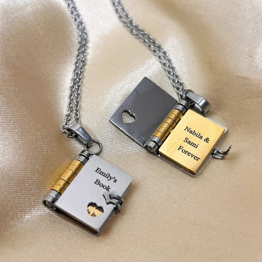 Wholesale Love Opening and Closing Books Stainless Steel Sweater Chain
