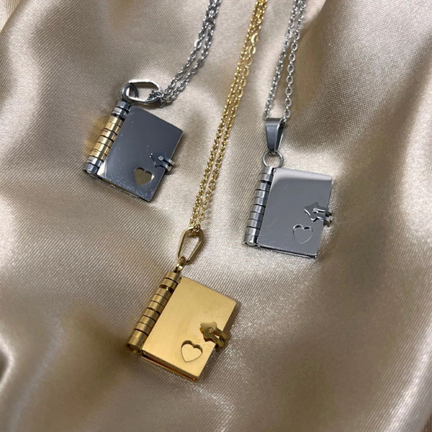 Wholesale Love Opening and Closing Books Stainless Steel Sweater Chain