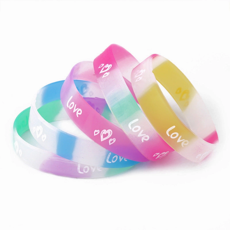 Wholesale Love Peach Heart Silicone Luminous Sports Running Bracelet
