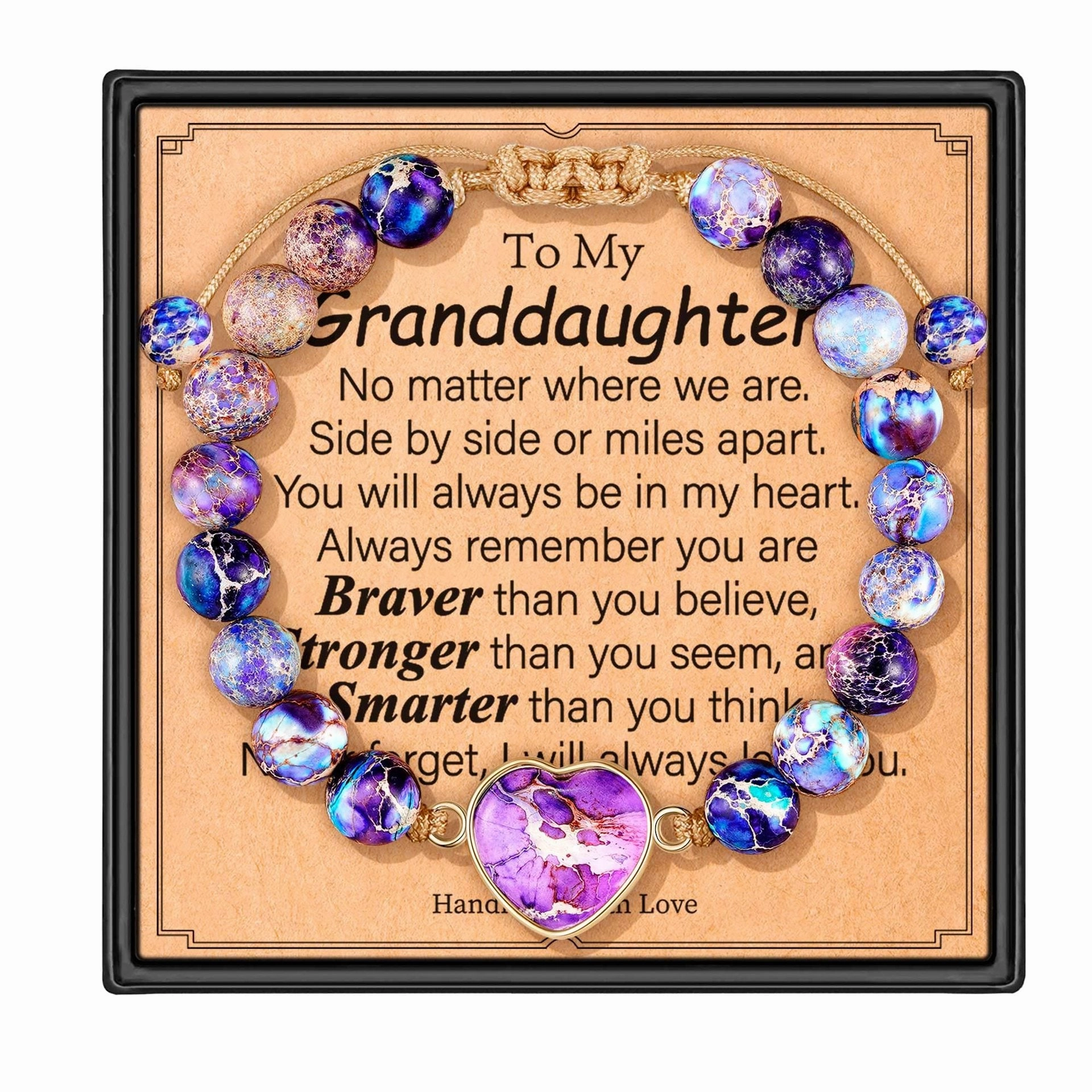 Wholesale Love Pendant Handwoven 8mm Purple Emperor Beaded Bracelet