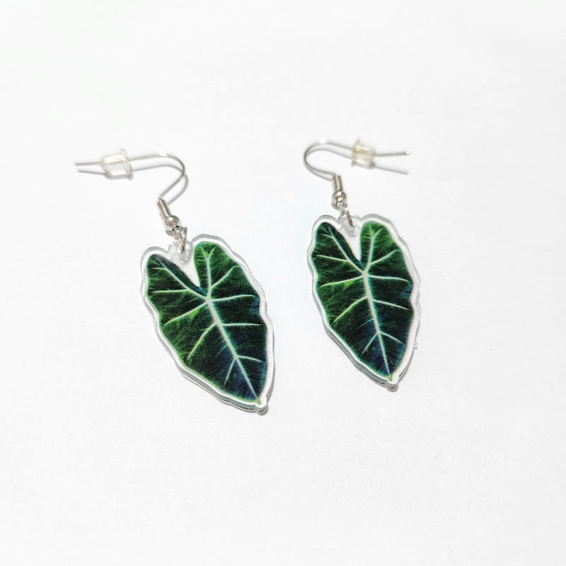 Wholesale Love Pink Leaf Turtle Back Leaf Acrylic Earrings