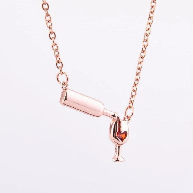 Wholesale Love Red Wine Bottles, Cups, Alloy Necklaces