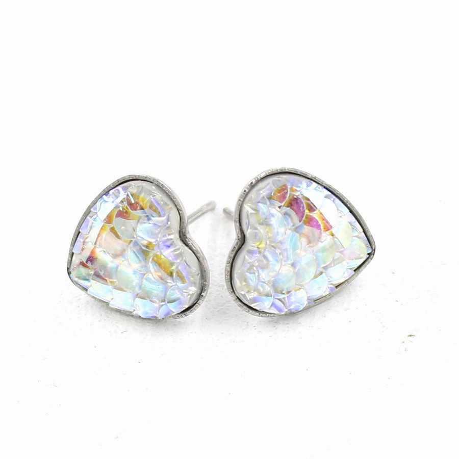 Wholesale Love Shape Fish Scale Sequin Earrings