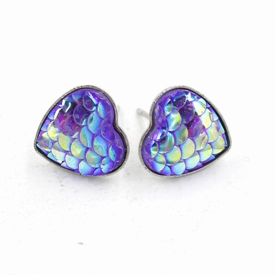 Wholesale Love Shape Fish Scale Sequin Earrings