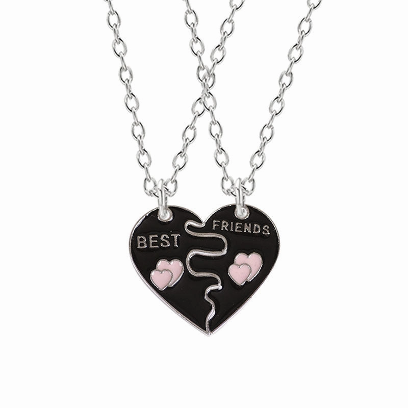 Wholesale Love Stitching BEST FRIENDS Alloy Necklace Clavicle Chain Two-piece Set