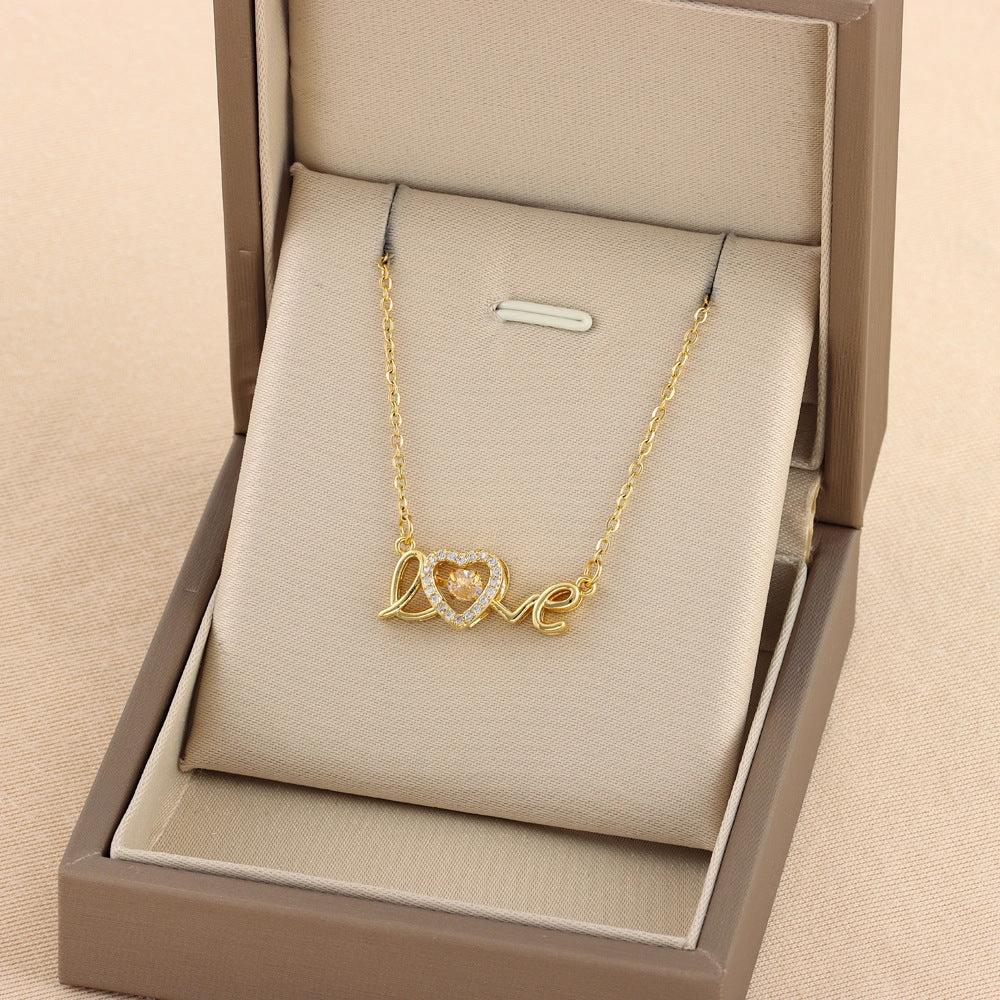 Wholesale LOVE Titanium Steel Necklaces