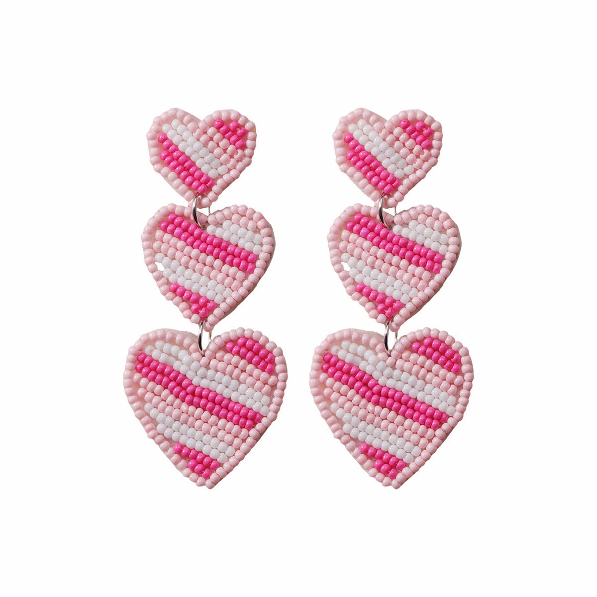 Wholesale Love Valentine's Day Fabric Diamond Handmade Rice Bead Earrings