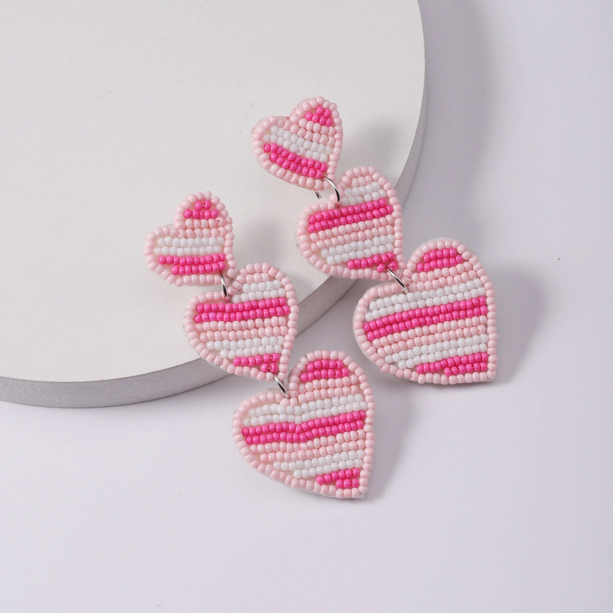 Wholesale Love Valentine's Day Fabric Diamond Handmade Rice Bead Earrings