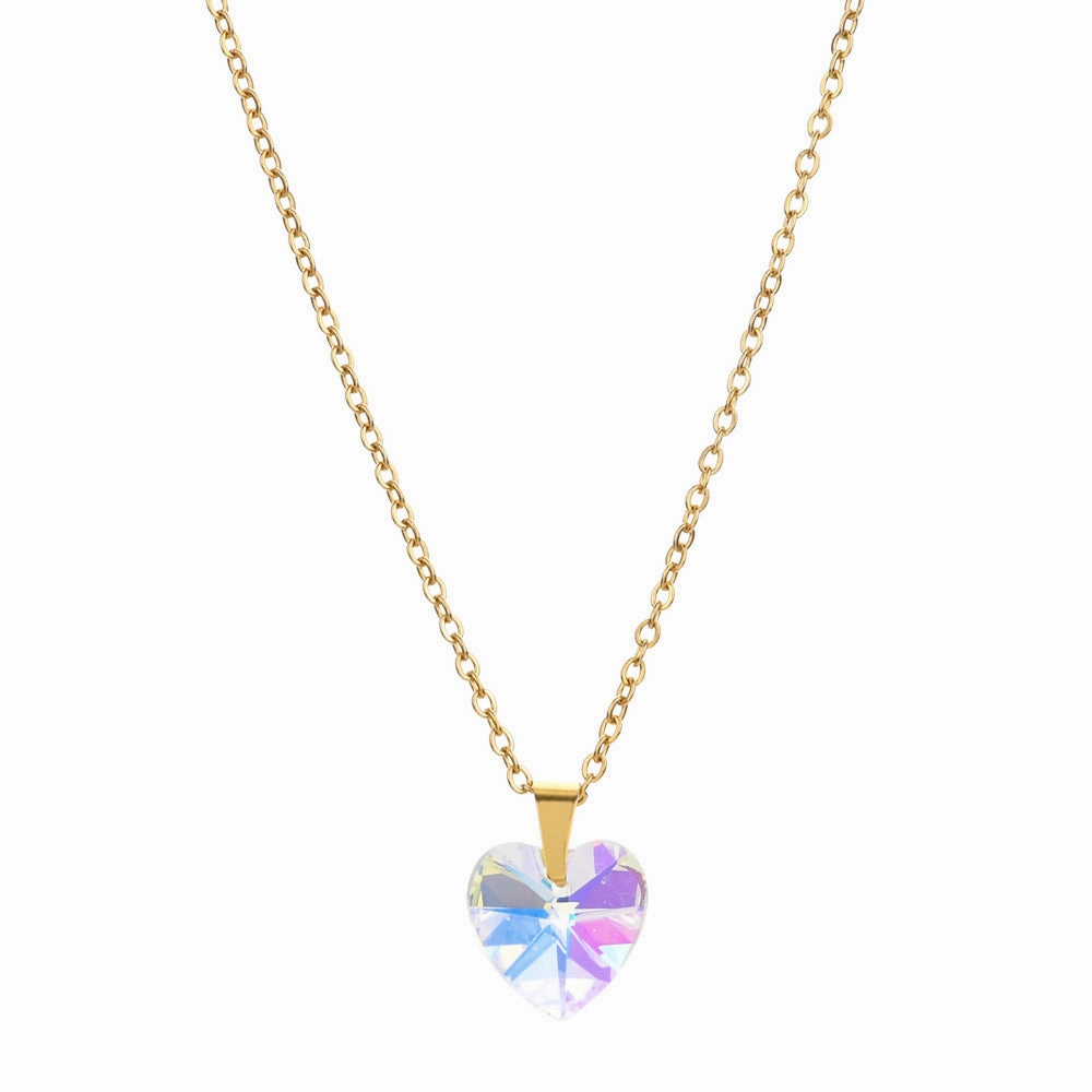 Wholesale Love Zircon Colored Pendant Stainless Steel Necklaces