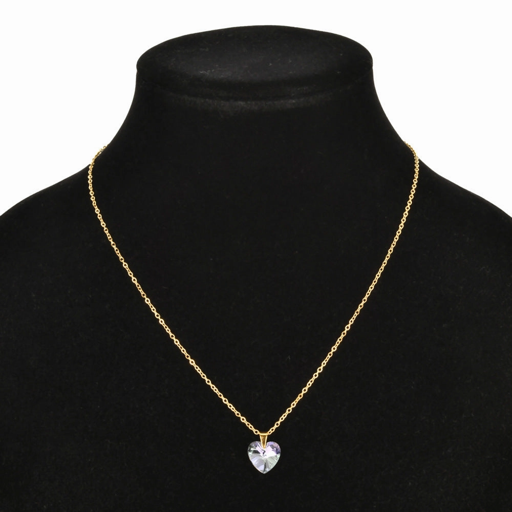 Wholesale Love Zircon Colored Pendant Stainless Steel Necklaces