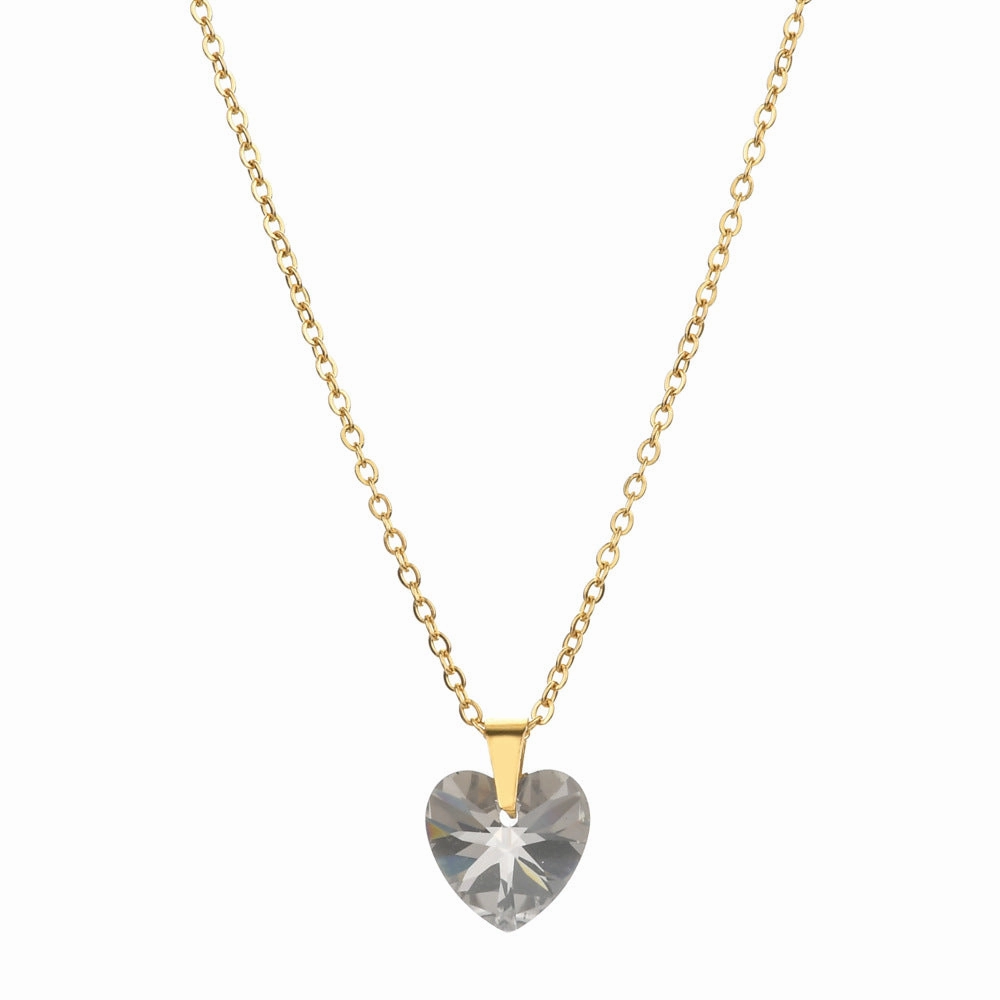Wholesale Love Zircon Colored Pendant Stainless Steel Necklaces