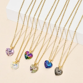 Wholesale Love Zircon Colored Pendant Stainless Steel Necklaces