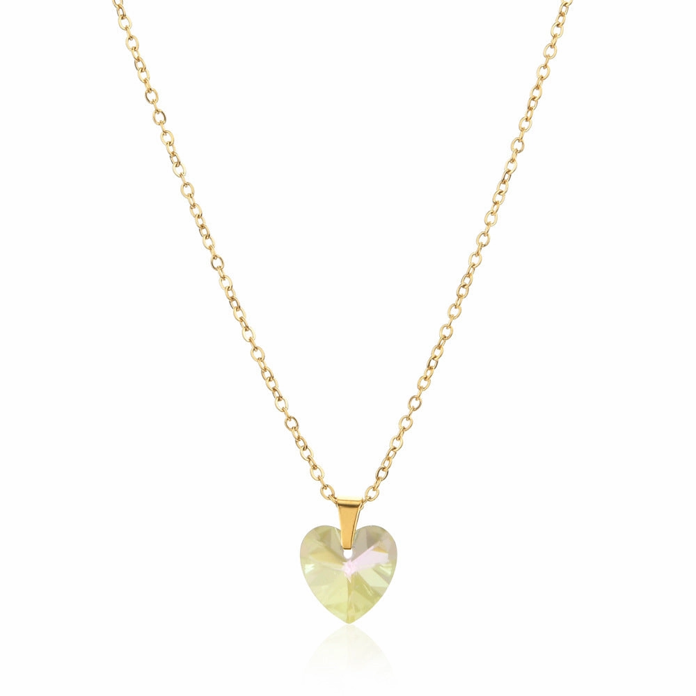 Wholesale Love Zircon Colored Pendant Stainless Steel Necklaces