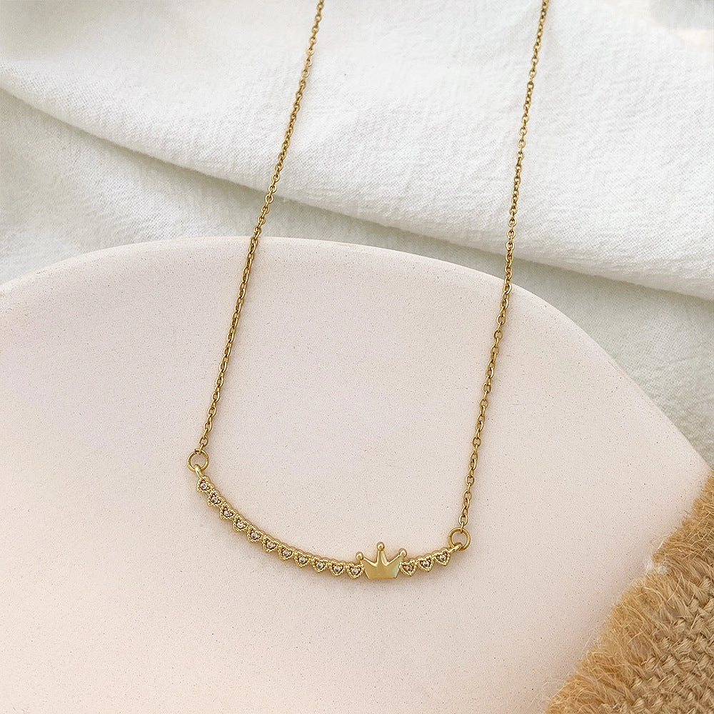 Wholesale Love Zircon Crown Necklace Clavicle Chain