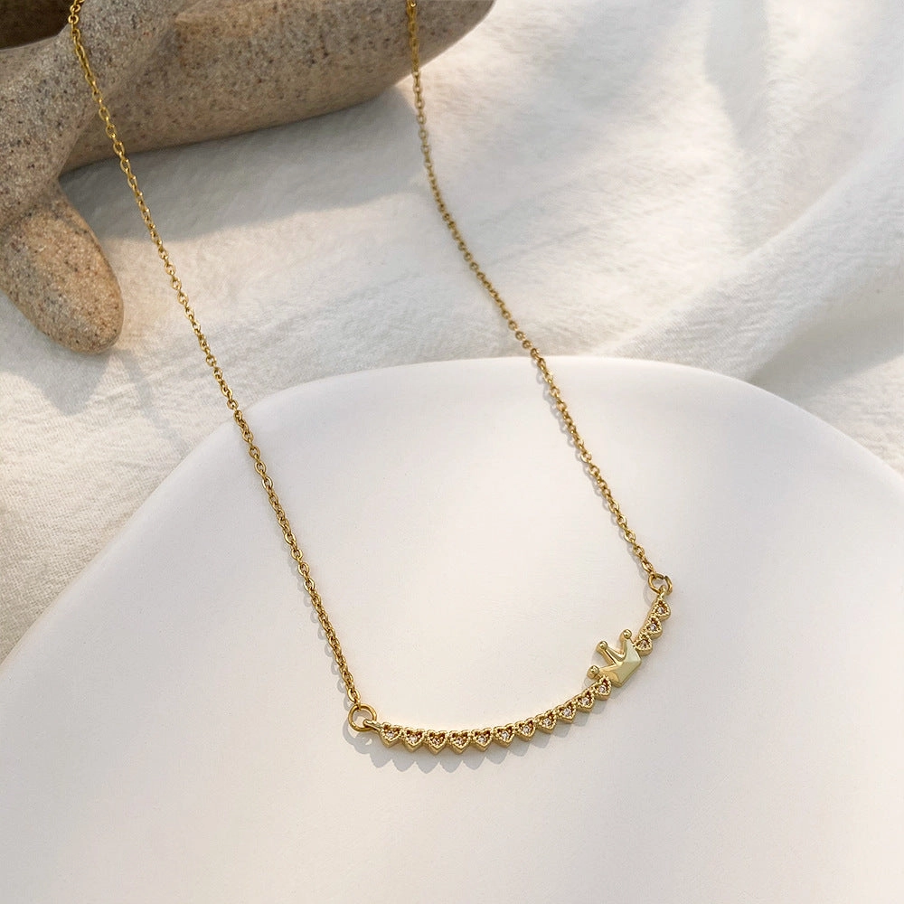 Wholesale Love Zircon Crown Necklace Clavicle Chain