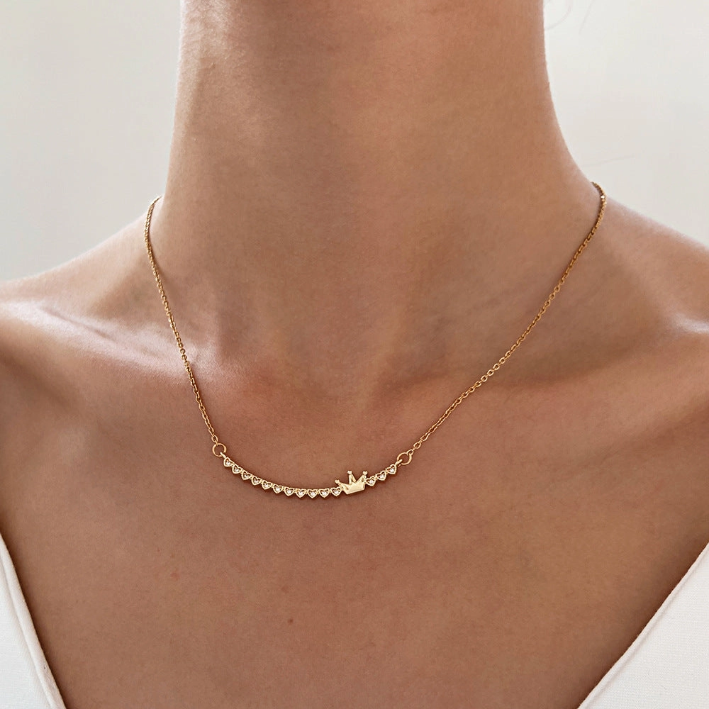 Wholesale Love Zircon Crown Necklace Clavicle Chain