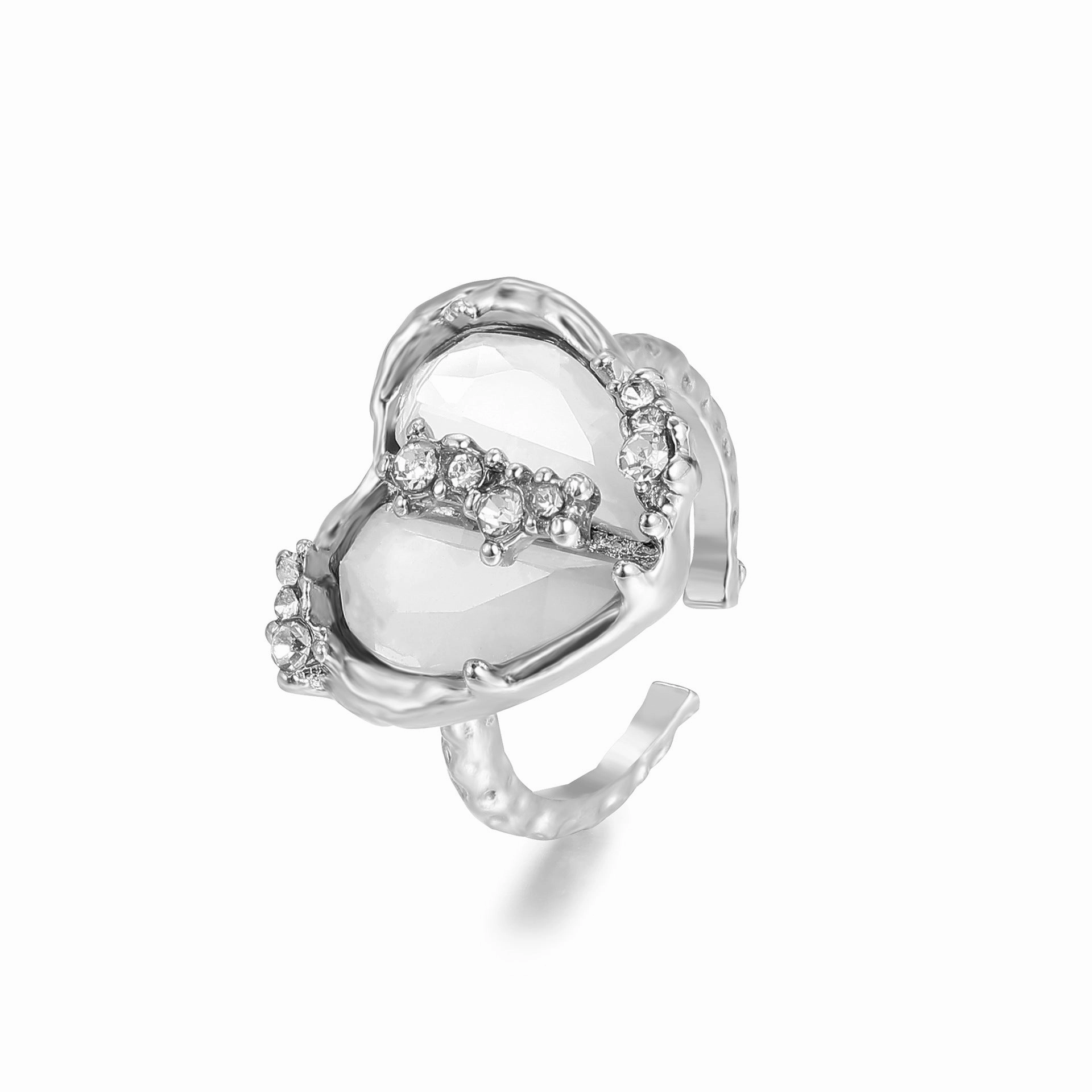 Wholesale Love Zircon Female Open Adjustable Zinc Alloy Ring