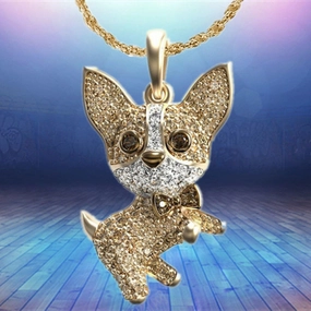 Wholesale Lovely Corgi Diamond Necklace