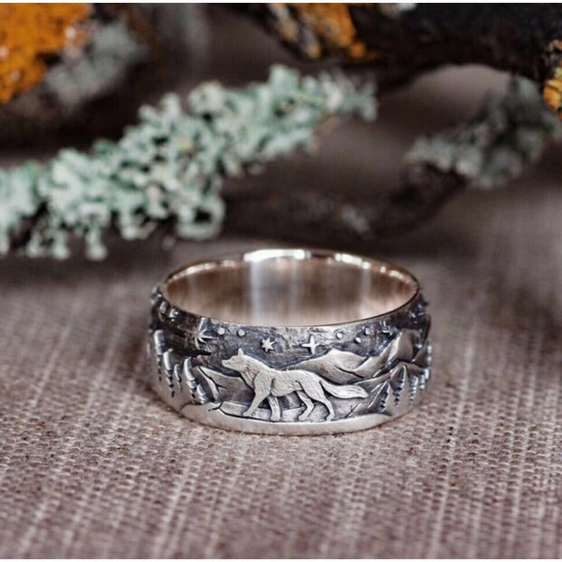 Wholesale Loyal Wolf Retro Couple Ring Simple Fashion Rings