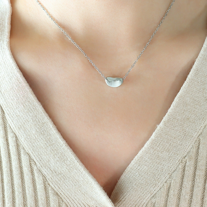 Wholesale Lucky Gold Bean Titanium Steel Gold Plated Clavicle Chain Necklace