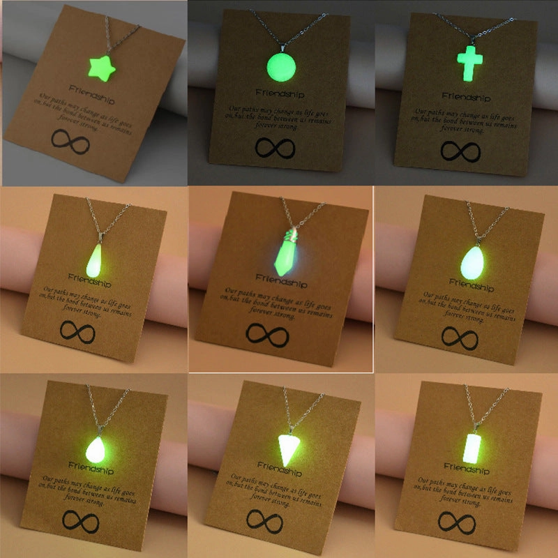 Wholesale Luminous Arrow Water Drop Love Cross Hollow Pendant Necklace