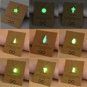 Wholesale Luminous Arrow Water Drop Love Cross Hollow Pendant Necklace