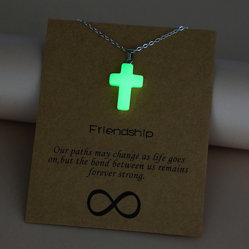 Wholesale Luminous Arrow Water Drop Love Cross Hollow Pendant Necklace