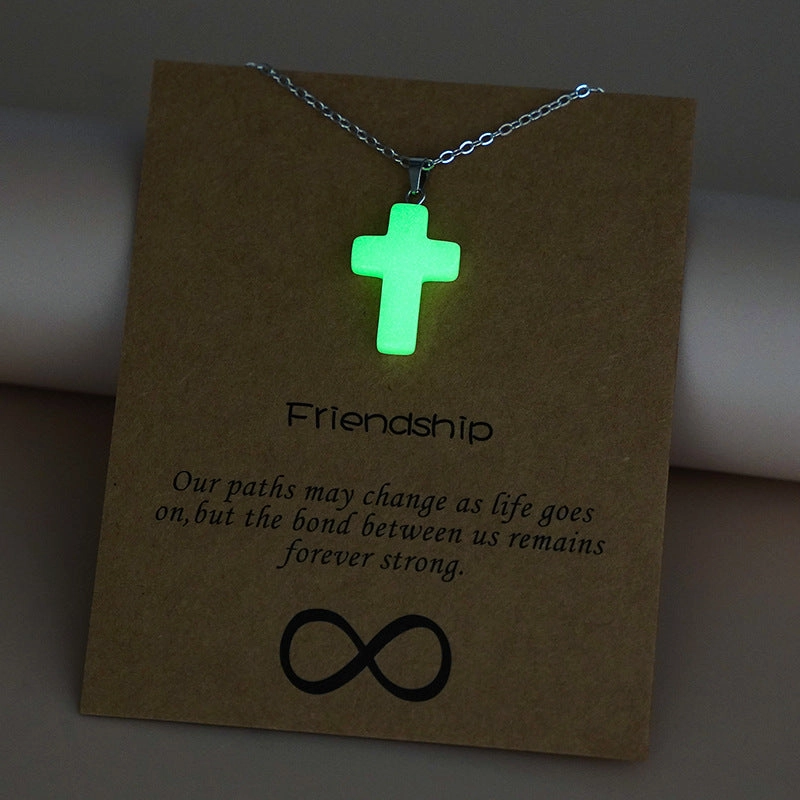 Wholesale Luminous Arrow Water Drop Love Cross Hollow Pendant Necklace