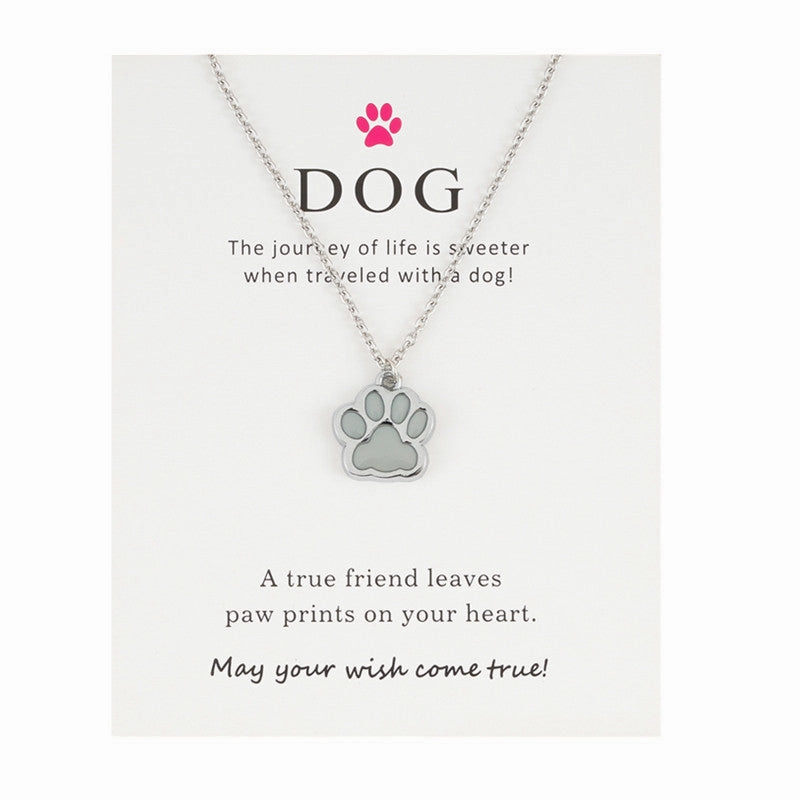 Wholesale Luminous Dog Paws Stainless Steel Necklaces