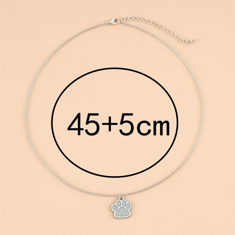 Wholesale Luminous Dog Paws Stainless Steel Necklaces
