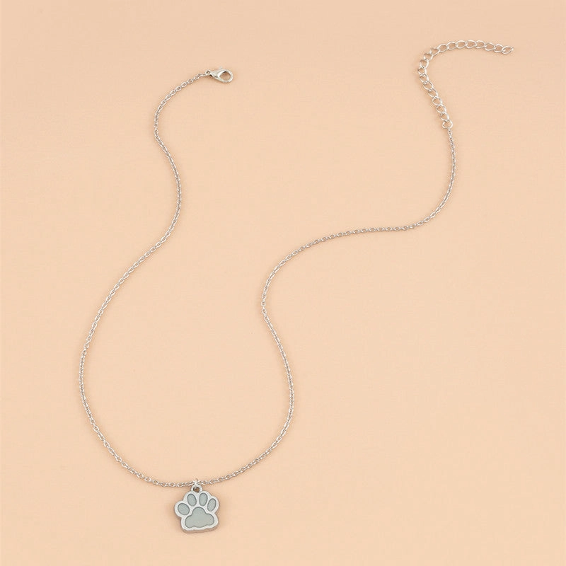 Wholesale Luminous Dog Paws Stainless Steel Necklaces
