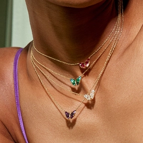 Wholesale Luxury Butterfly Zircon Necklace Crystal Pendant Necklace
