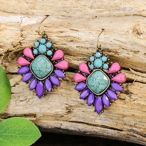 Wholesale Luxury Colorful Sherlock Water Drop Alloy Earrings