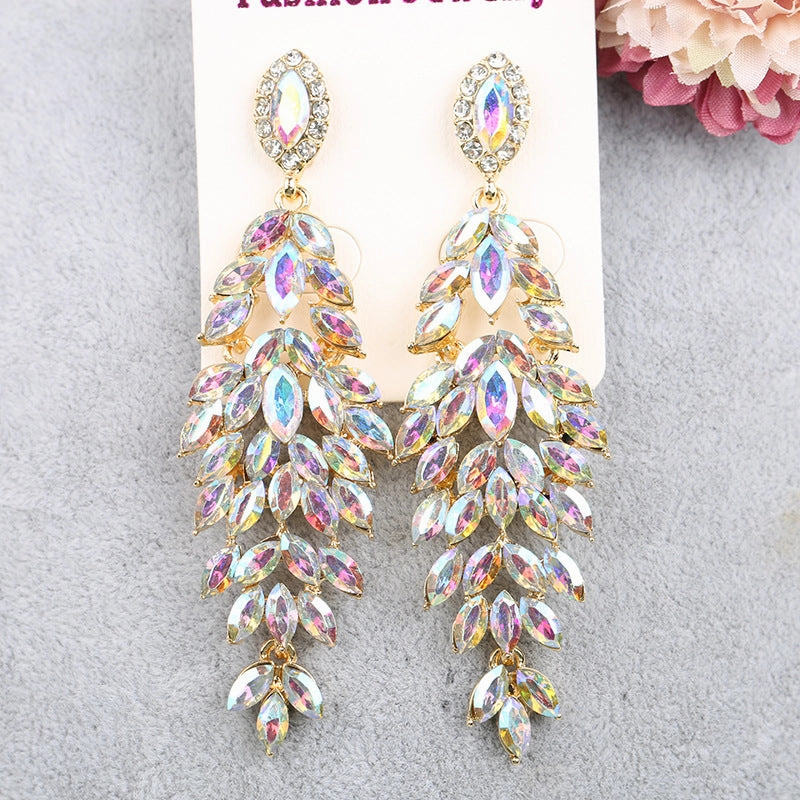Wholesale Luxury Crystal Marquise Zinc Alloy Earrings