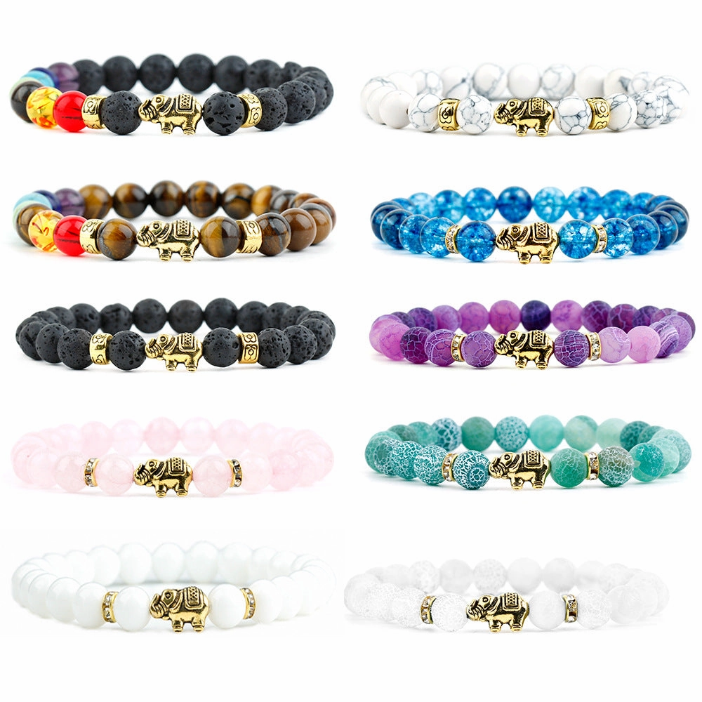 Wholesale Lychee Frozen Chalcedony Beads Alloy Bracelet
